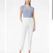 NEW Rebecca Taylor Tailored Stretch Modern Suiting Square Pant in snow size 14