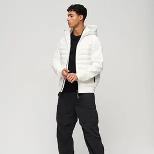 【Superdry】男裝 長連帽外套 保暖 Storm Hybrid Padded(白)