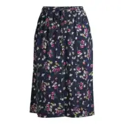Terra & Sky Plus Size Button Front Printed Maxi Skirt Blue Floral 0X (14W)