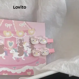 Lovito 可愛卡通圖案 Kitty 少女心女髮夾 LFA06182 (粉紅色)