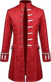 [JEShifangjiusu] Men's Vintage Victorian Dresses Big Clothing Steampunk Tuxedo Formal Gothic Dresses Vintage Dresses Jacket Uniform, Red, M