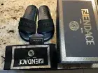 NEW Versace x Fendi FENDACE Rubber Logo Pool Slides Sandals Size 39 Women. Wide.