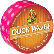 NEW Duck Washi Crafting Tape 0.75" X 15yd Neon Hot Pink Poka Dots 4 Pack Mini