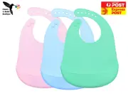 Baby Feeding Bib Apron Smock Silicon Waterproof Easy Clean 0-6 Toddler Kid Pouch