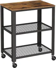 VASAGLE Serving Cart, 3-Tier Bar Cart on Wheels with Storage and Steel Frame,...