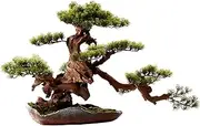 [Generic] Plant standArtificial Bonsai Chinese Style Artificial Bonsai Trees Simulated Welcome Pine Potted Plants Living Room Decorations