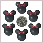6 MINNIE MOUSE RED WHITE DOT BOW FLATBACK FLAT BACK RESINS HAIRBOW BOW CENTER
