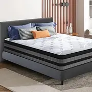 [STARRY EUCALYPT] King Single Mattress 36cm Individual Pocket Spring Memory Foam, Euro Top Natural Latex Mattress with High Density Foam Layer, 7-Zone Medium Firm Mattress in a Box, Topper Mattress Pad