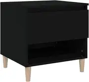 vidaXL Black Bedside Table in Scandinavian Style, Rectangular Side Table with Storage, Solid Eucalyptus and Engineered Wood Construction, Dimensions 50x46x50 cm