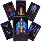 Inspired Neon Tarot Cards, 10.3x6cm, 78-card Deck for Fortune Telling Party Game