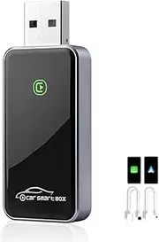 Mini Wireless CarPlay Adapter for iPhone, 2-in-1 Wireless Carplay Adapter Dongle for Factory Wired CarPlay Cars, Compatible iPhone/Android Auto