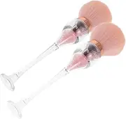 2pcs Nail Dust Brush Nail Dust Collector Art Dust Remover Acrylic Brush Cleaner Manicure Clean up Nail Art Tools Nails Dust Cleaning Brush Manicure Dust Brush Plastic Pink