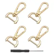 4Pcs Swivel Clasps, 0.78" D Ring Detachable Snap Hook with Screwdriver, Gold
