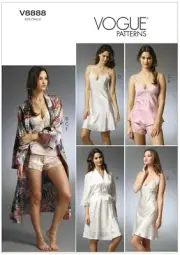 VOGUE SEWING PATTERN 8888 MISSES 14-20 ROBES, LACE-TRIM SLIPS, CAMISOLE, PANTIES