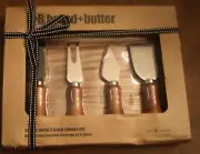 Bread And Butter 5pc Cheese Set, Acacia Wood Board Plus 4 Cheese Utensils