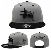 STUSSY Snapback Cap Hat Gray Black logo