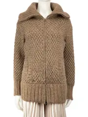 Brown Zip Up Knitted Jacket