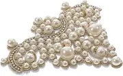 AUTSUPPL Clothes Decorative Rhinestone Pearl Patch DIY Iron Shoe Applique for Clothing Bags Hats Fashion Repairing Patch for Arts Crafts