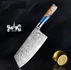 New Amazing Chef Knife Cleaver Kitchen Knife Blue Resin Color Wood Handle