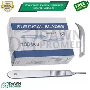 1000 Sterile Surgical Blades #12 W/FREE BP Scalpel Handle #3 Medical German Gr