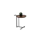 Small Side Table with Stainless Steel Base and Saddle Leather Finish/Sofa Table