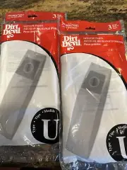 Dirt Devil (6)Vacuum Bag Type U Featherlite Platinum Breeze Upright 3-920047-001