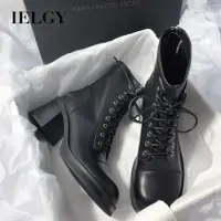 在飛比找蝦皮商城優惠-Ielgy 女式複古粗跟短靴