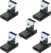 5Pack Right Angle USB A Male to USB C Female Adapter, tunghey 90 Degree USB3.0 to Type C Cable Connector Support unidirectional Sides 5Gbps & Data Transfer, for Laptops,Phone,PC