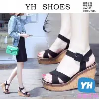 在飛比找Yahoo!奇摩拍賣優惠-薔薇花園YH SHOES34-40楔型鞋 8cm坡跟涼鞋女鞋