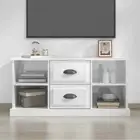 High Gloss TV Cabinet Entertainment Unit Stand Media Storage 2 Drawers White