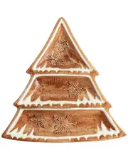 Martha Stewart Ceramic Gingerbread Tree 3-Section Tidbit Tray