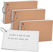 jojofuny 4 Pcs Lined Flash Cards with Rings Double Sided Index Cards for Note Taking and Vocabulary Building Portable for Studying Journaling Learning for School Office Use