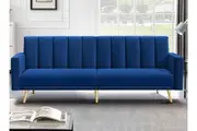 ALFORDSON Sofa Bed Futon Couch Lounge 3 Seater Convertible Velvet Blue
