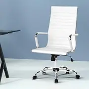 Office Chair - High Back Ergonomic PU Leather Conference Chairs - White