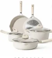 Chef Lovers' Premium Beige Granite Cookware Set: 8-Piece Induction Collection!!!