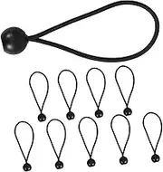 CHILDWEET 10pcs Ball Bungee Cords Black Elastic Tie Down Straps for Tarp Canopy Tent Stretch Ropes for Secure Cargo and Travel