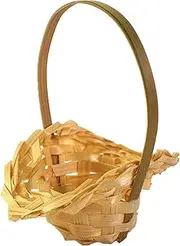 Flower Basket | Floral Arrangement Basket with Handle,Miniature Woven Desktop Ornament For Flower Girl, Home Garden Easter Picnic Farmhouse Outdoor
