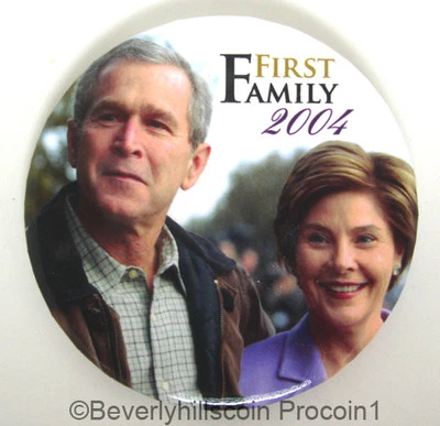 George W Bush 2004 President Election Republican First Family Button 3"