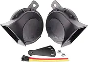 AOLIHAN Snail Electric Horn Universal Fit for Car,12V Black Train Horn for Motorcycle,Waterproof Super Loud Dual Horns,High & Low Tone Horns Replacement(510hz/410hz)