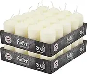 Hofer Ivory Pillar Candles - Set of 40 Decorative Small Candles - 4 x 7 cm - 11 Hours Long Burning - Unscented - Dripless - Smokeless - RAL Quality
