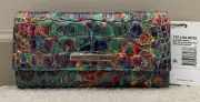 Brahmin Melbourne Cordelia Trifold Leather Wallet BLUE AMMOLITE Teal Red NWT
