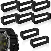 [YGCQFH] 8Pcs Watch Strap Holder Loop, 22mm Men Women Watch Replacement Watch Band Strap Loops Dark Black, Fastener Rings for Silicone Holder for Smart Sport Watches Parts, One Size, silicone rubber, No