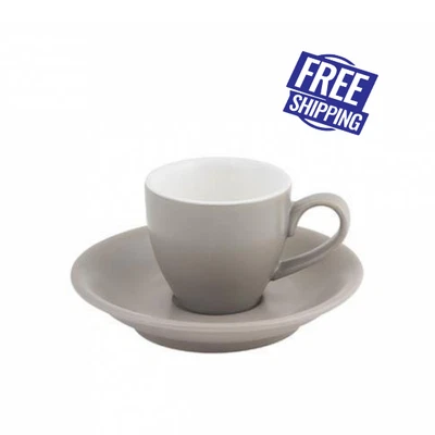 48x Espresso Cup & Saucer Stone Grey 75mL Bevande Cono Expressso Coffee Cups