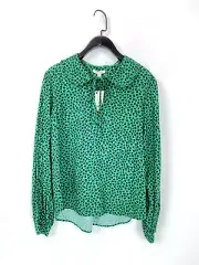 Barbour Blouse Green Floral Peter Pan Collar Size 10 Cotton Blend New with Tags