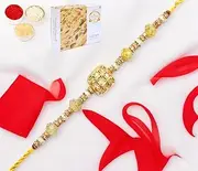 Ghasitaram Gifts Rakhi for Brother Rakhis Online - RM-759 Premium Rakhi with 400 GMS of Soan Papdi