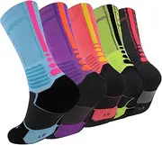 [Dingcooler] Elite Basketball Socks, Cushioned Athletic Sports Crew Socks for Youth Adult