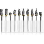 "New 10 pcs 1/8"" Shank Tungsten Carbide Milling Cutter Rotary Tool Burr Double Diamond Cutting Rotary Dremel Tools Electr"
