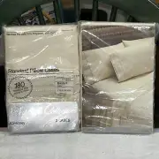 VTG JC Penney No-Iron Percale Standard Beige Pillow Cases New EMBROIDERED 20x30”