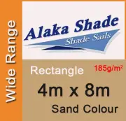 New Shade Sail - Sand Colour Rectangle 4x8m, 4m x 8m, 4 by 8m, 4 x 8m, 4mx8m