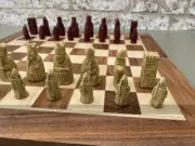 Mini Isle of Lewis Chess Set by Berkeley (Cream and Red, no board)